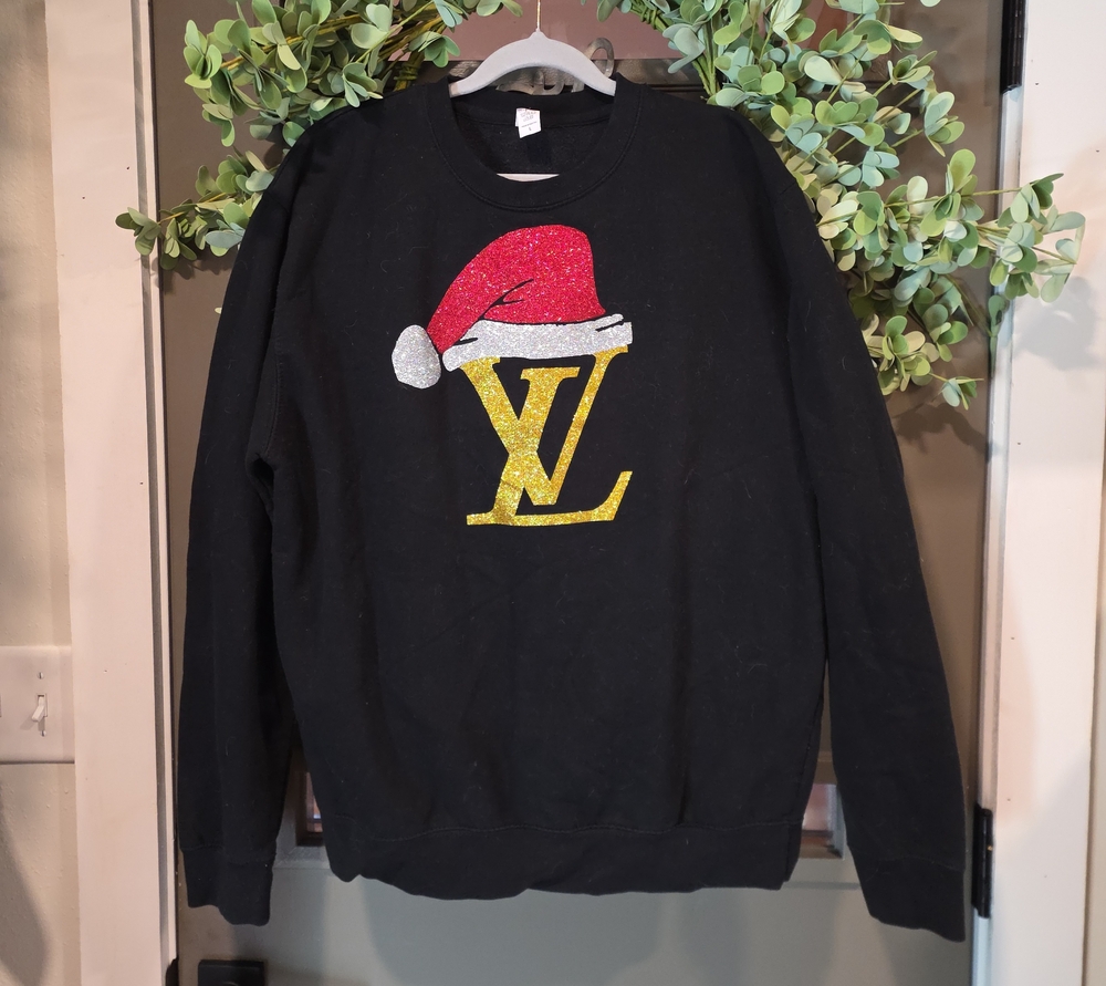 Women's Glitter Holiday LV Sweatshirt...Real Glitter Not Print